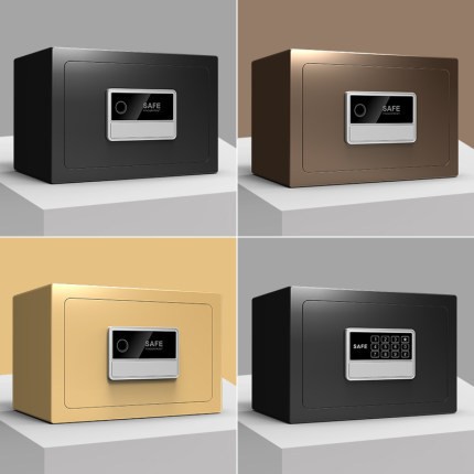 厂家批发小型家用保险箱迷你指纹密码保险柜全钢防盗保管箱