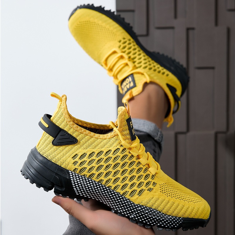 Jinjiang Factory Direct Supply Fly-Knit Running Shoes, Breathable, Trendy, Fashionable, Large Size Men's Cross-Border Sports Shoes
