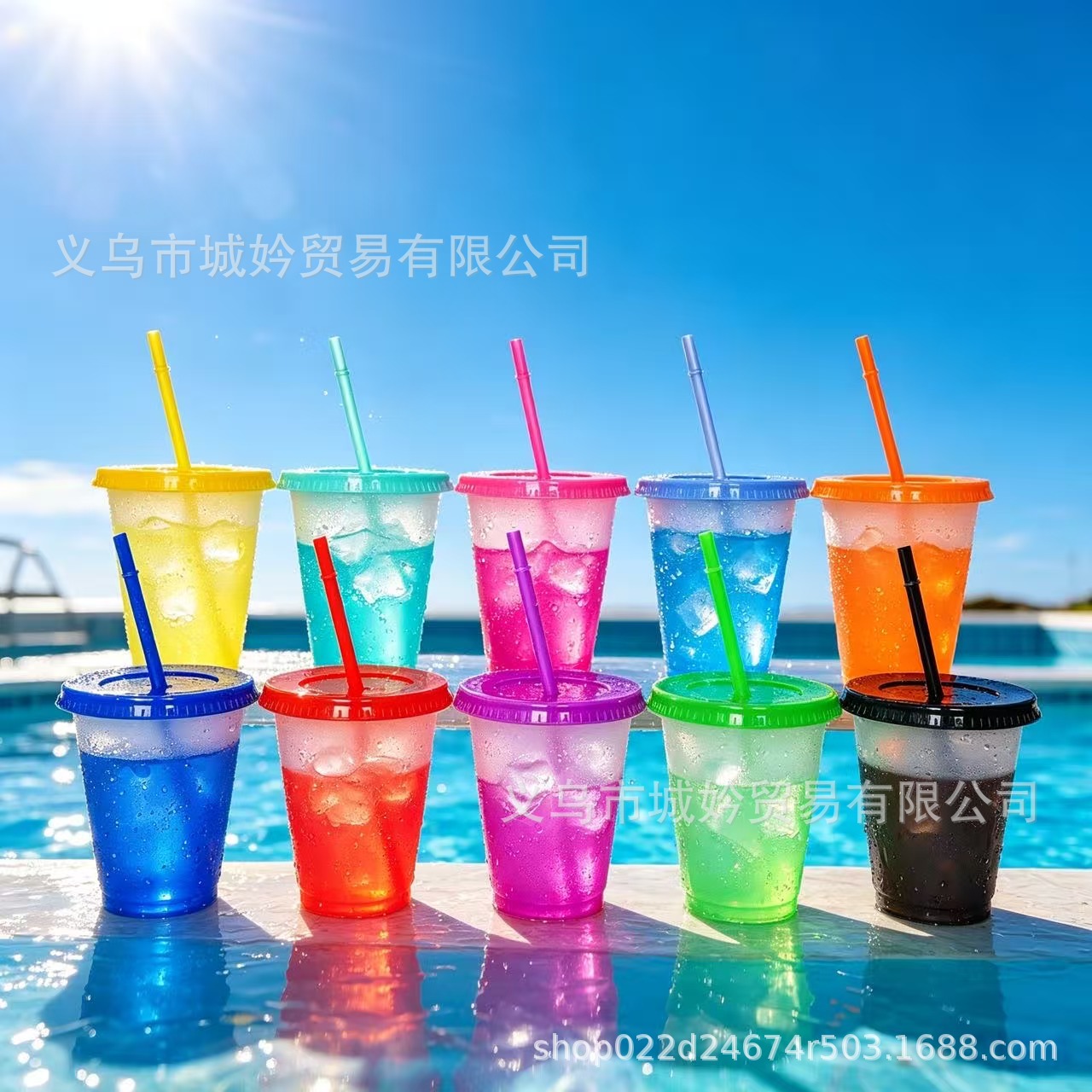 475ml einfachschichtige thermochrome Tasse, Lebensmittelqualität PP Sporttrinkflasche, Kaltgetränkebecher für Verkaufsstände, sofort lieferbar, individuell bedruckbar mit Logo