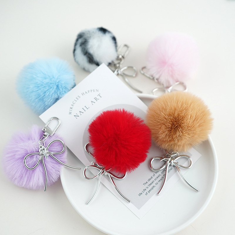 Various Trendy Imitation Rex Rabbit Ball Car Keychain Pendants Ins Cute Plush Ball Bag Charms Winter New Style Various Trendy Imitation Rex Rabbit Ball Car Keychain Pendants Ins Cute Plush Ball Bag Charms Winter New Style