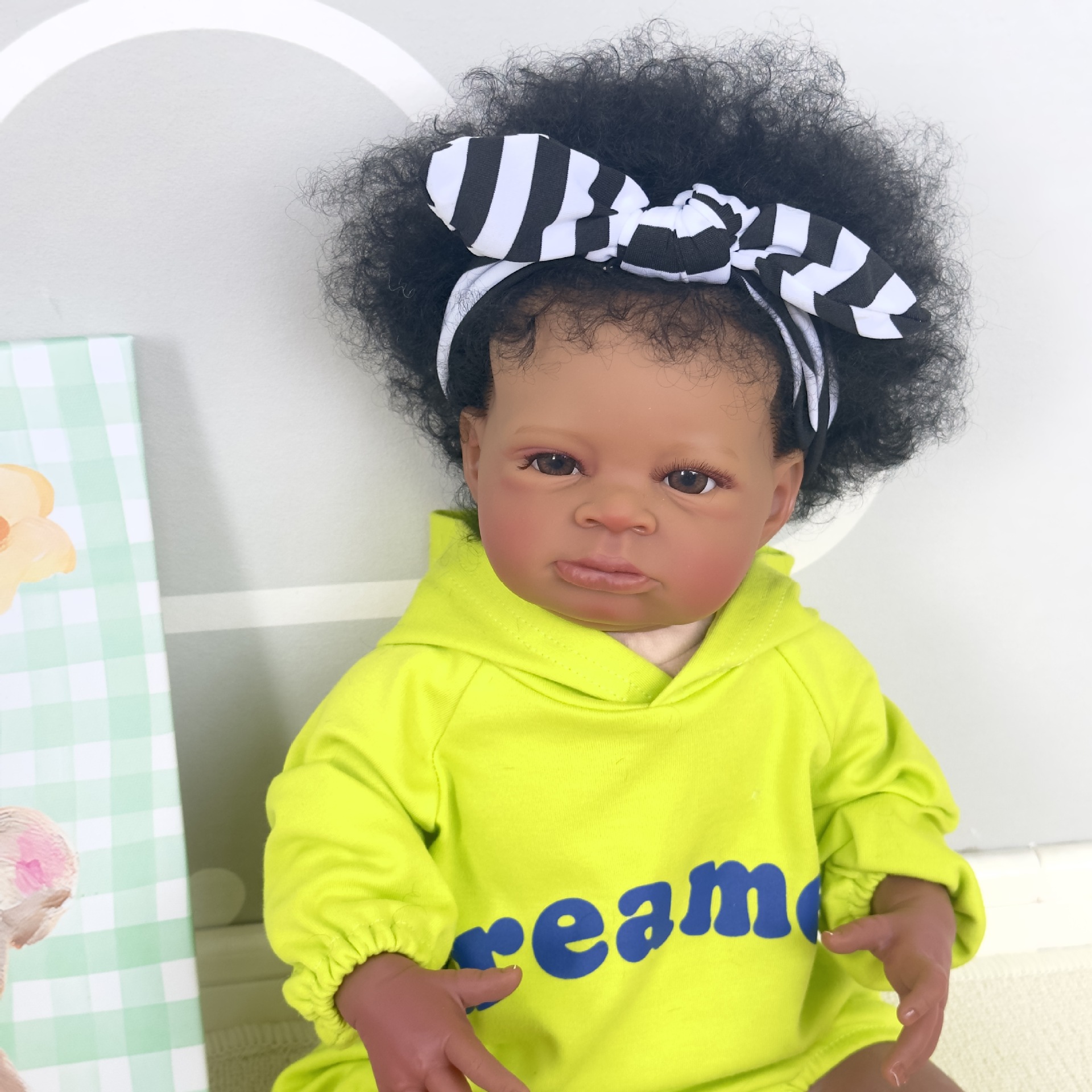 50cm muñeca de simulación muñeca de piel negra Lanny transfronteriza suministro de Venta caliente entrega de una sola pieza