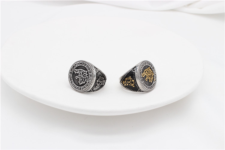 13, 7, 8 Ring Size Retro Wolf Titanium Steel Men's Rings