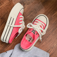 Thick-soled foot-stepping half-cup canvas shoes for women taro purple Korean style casual low-top women's shoes 2023 summer breathable casual shoes