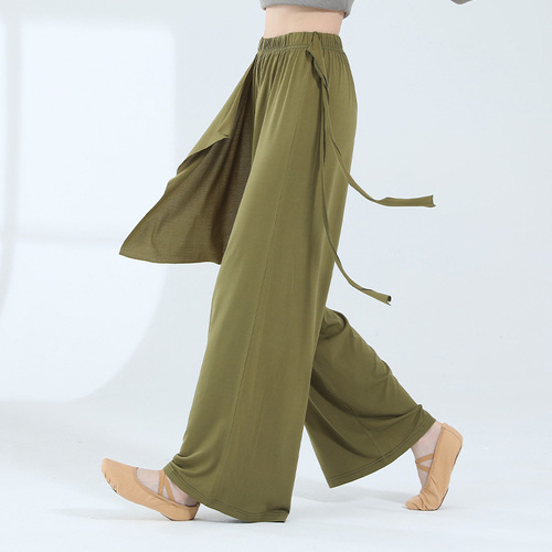 Modern dance practice yoga pants women's loose straight pants classical ribbon dance jazz art test street wear pants