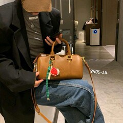 本革ボストンボーリングバッグ女性2025新型小衆ハンドバッグ