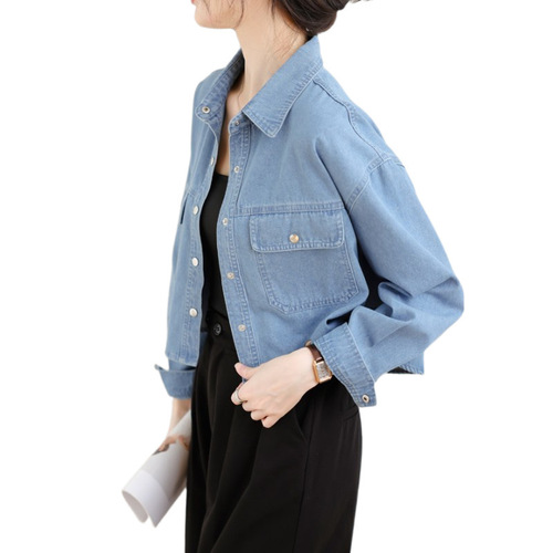 Women's New Denim Jacket, Short denim shirt-style jacket, small size thin top