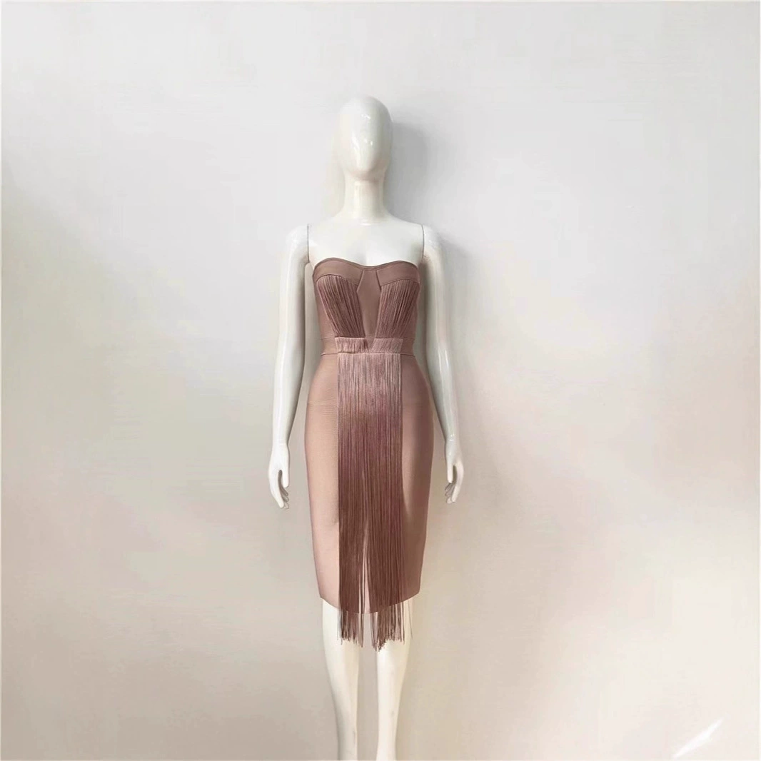 Новый стиль, зарубежная станция, трансграничное элегантное и сексуальное бандажное платье длиной до колена без рукавов с кисточками