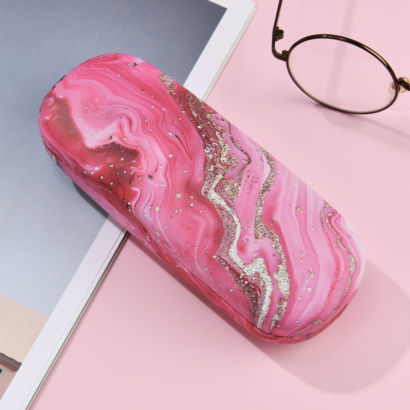 PU Material Simple Style Artistic Colorful Waves PU Unisex Glasses Case