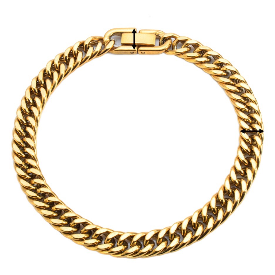 La moda europea y americana transfronteriza 18K Chapado en acero inoxidable pulsera unisex de doble capa cadena cubana pulsera de cadena de serpiente plana