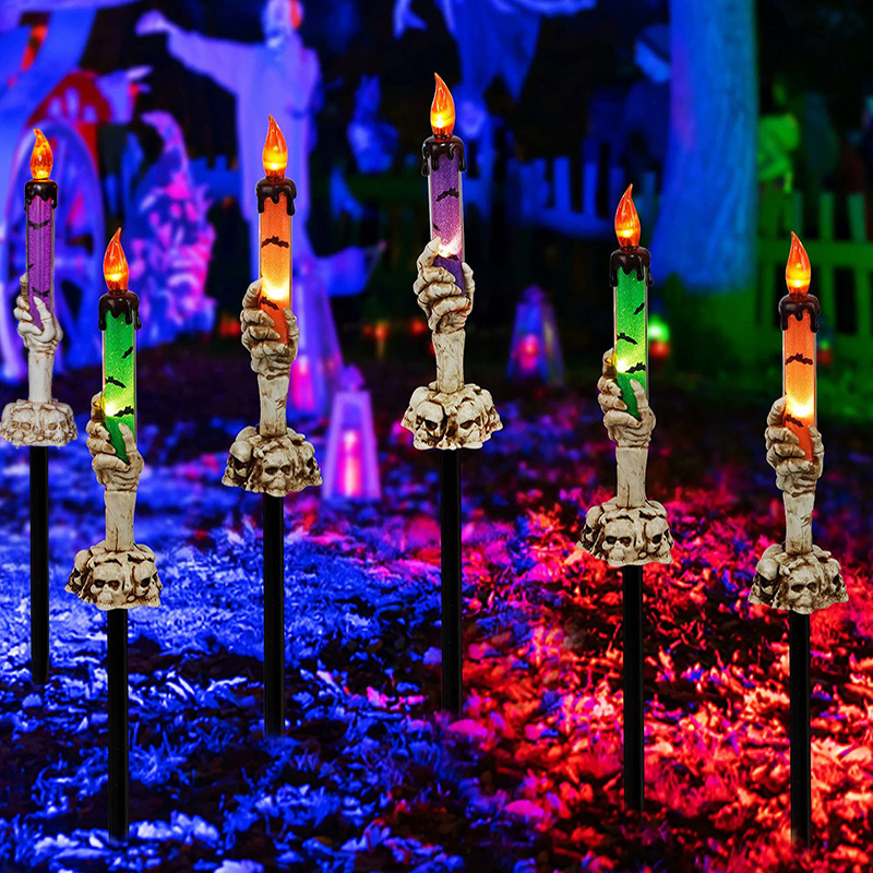 Transfronteriza nuevo Halloween solar jardín lámpara resina jardín tierra enchufe cráneo fantasma festival atmósfera decorativa lámpara de la vela