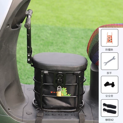 Children's Seats, Aima Electric Scooters, Electric car child seat - 505-blackarmrestdinosaurlockstrap