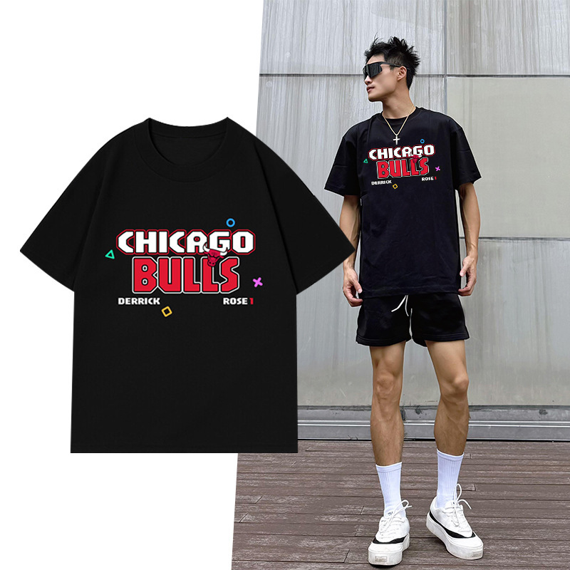 Cross-Border Popular T-Shirt Men's American Basketball Uniform Cool Mesh Fitness Sportswear Quick-Drying Round Neck Simple Short-Sleeved