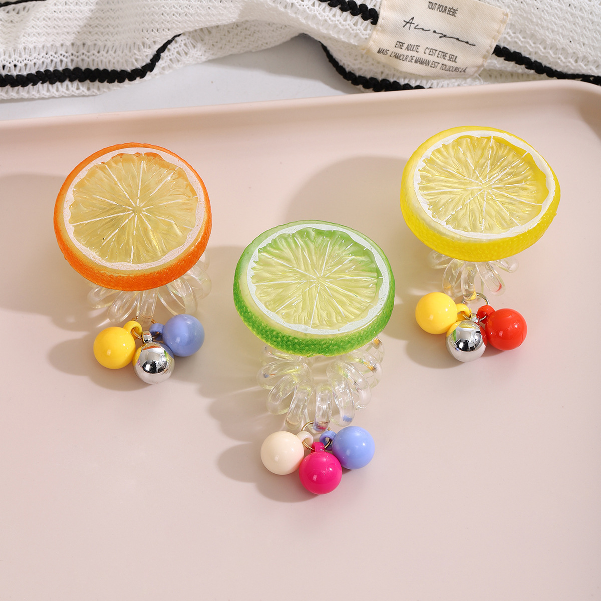 Frutas burbujas campana para niños toques de cabello lindas chicas dulces línea telefónica anillo de cabello correa de goma cola de caballo cuerda de cabeza