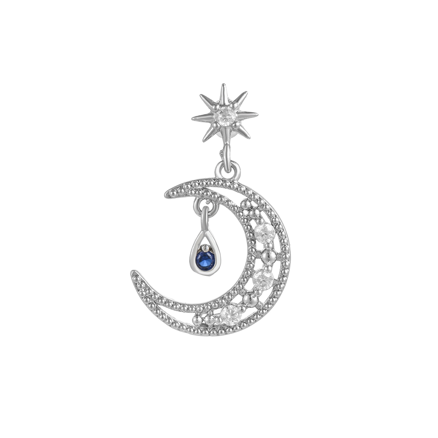 moon sapphire ear bone studs teardrop temperament earrings