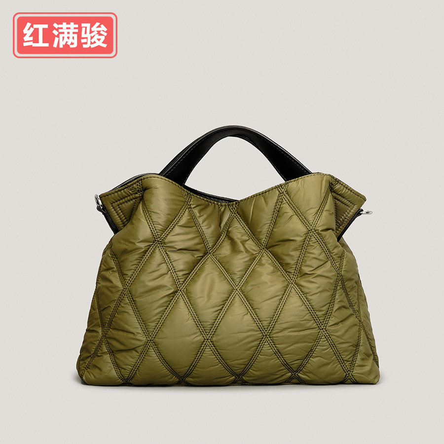 Abajo acolchado abrigo de algodón bolso de mano de las mujeres moda rómbica espacio bolso de algodón simple color sólido bolso de hombro otoño e invierno