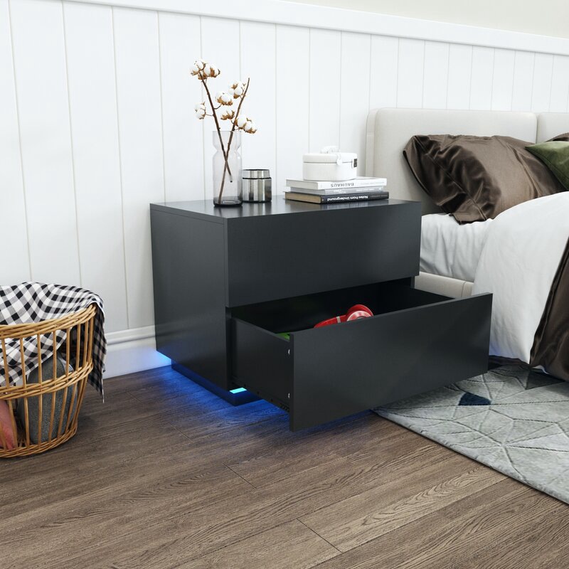 Mesita de Noche del hogar dormitorio moderno simple gabinete lateral pequeño armario de almacenamiento simple sub-doble cajón mesita de noche