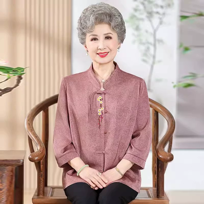 Бабушка летняя рубашка женская средняя и пожилая женщина с семью рукавами
