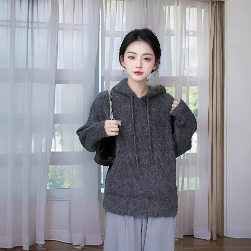 Теплая куртка-худи из высококачественной шерсти альпаки (содержание шерсти альпаки высокое) для осени и зимы