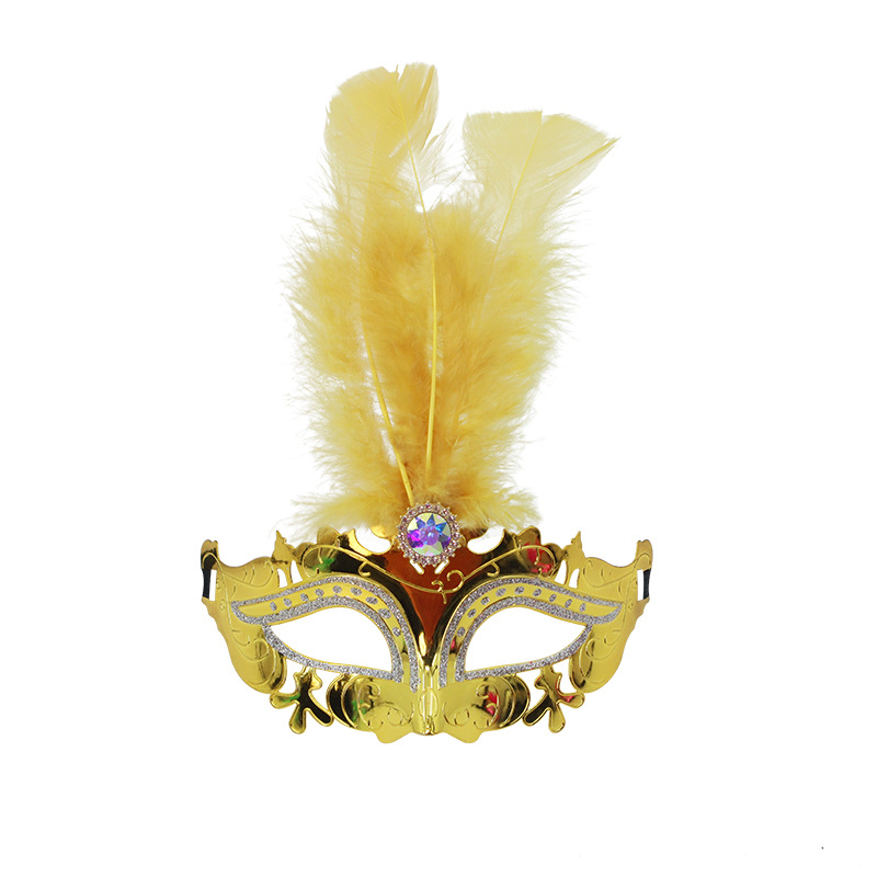 Máscara de media cara, máscara de ojos de carnaval, plumas de hada, decoración de diamantes de imitación electrochapados, accesorio para fotos de influencer estilo INS