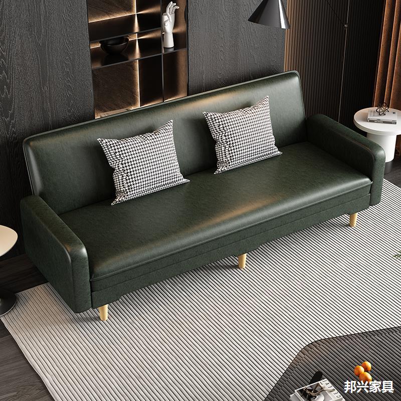 出租房可折叠两用沙发猫爪皮油蜡PU皮革布艺三人小户型简易沙发床