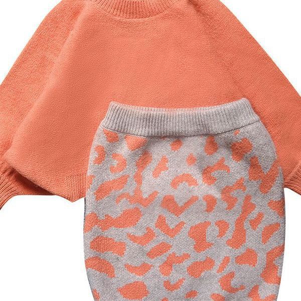 Girls Korean Edition Autumn 2023 New Fashionable Baby Knitted Sweater Set Children's Princess Dress Coat_voghion.com