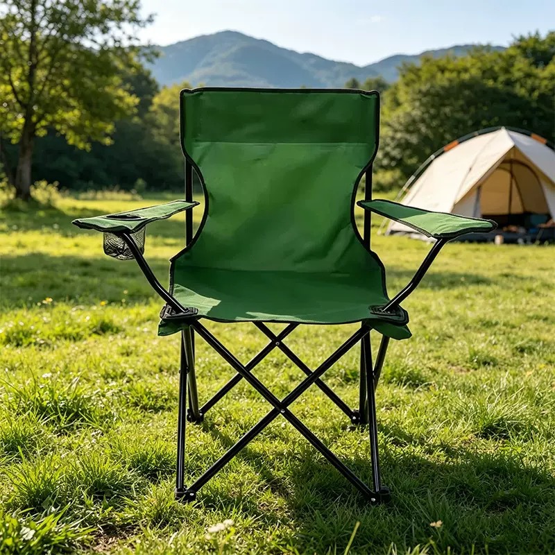 Selección estricta de la silla de camping plegable con soporte de tazas silla de ocio de comidas al aire libre portátil con reposabrazos fácil de almacenar silla de respaldo