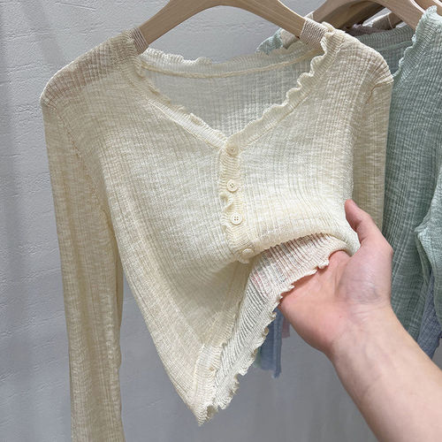 White Knit Cardigan Thin Women's Summer European Pure Color Lattice Top Ice Silk Small Outerwear Shoulder Scarf