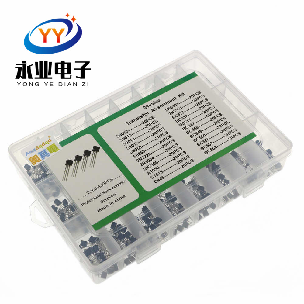 480PCS TO-92二极管晶体管 PNP NPN硅管高低频 24种规格各20只