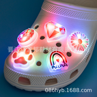 Customized Shoe Flower Shoe Buckles, Hole Shoe Accessories, Led Flashing Lights, Self-Matching Pvc Shoe Flower Waterproof Buckles, Drawings and Samples