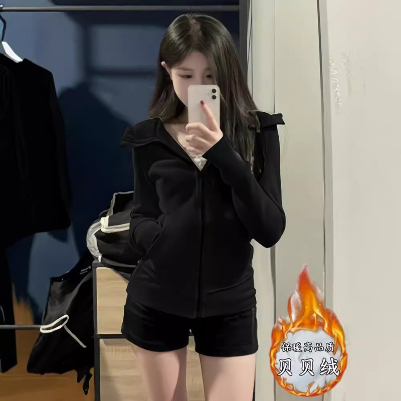 Tiktok Quality Mamba Cotton Slim Fit Waist-Cinching Sweatshirt Jacket for Women 2025 Autumn/Winter Fleece-Lined Sports Tight-Fitting Hooded Top Tiktok Quality Mamba Cotton Slim Fit Waist-Cinching Sweatshirt Jacket for Women 2025 Autumn/Winter Fleece-Lined Sports Tight-Fitting Hooded Top