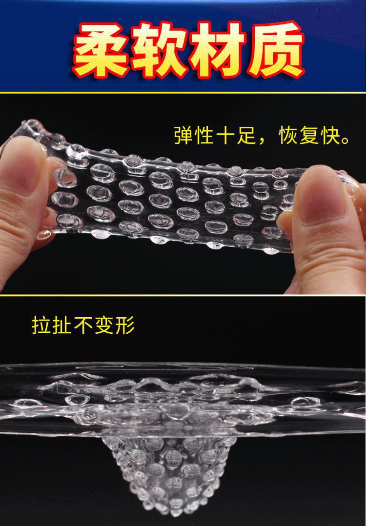 Finger Sleeve for Pleasure with Large-Particle Massage and Ribbed Texture, Transparent TPE, 1-Piece — detail image 21