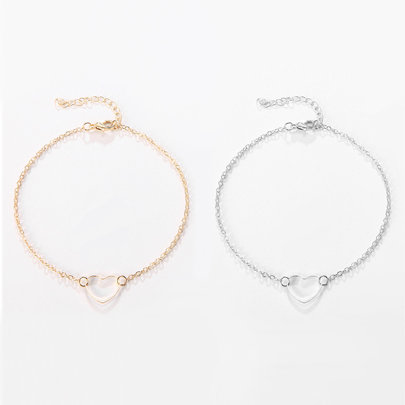 Women'S Gender Wholesale Jewelry Simple Style Heart Shape Simple Alloy Wristband Bracelets