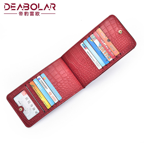 Wallet women's crocodile pattern mini mobile phone bag card holder shoulder crossbody small bag buckle mobile phone leather case women's wallet