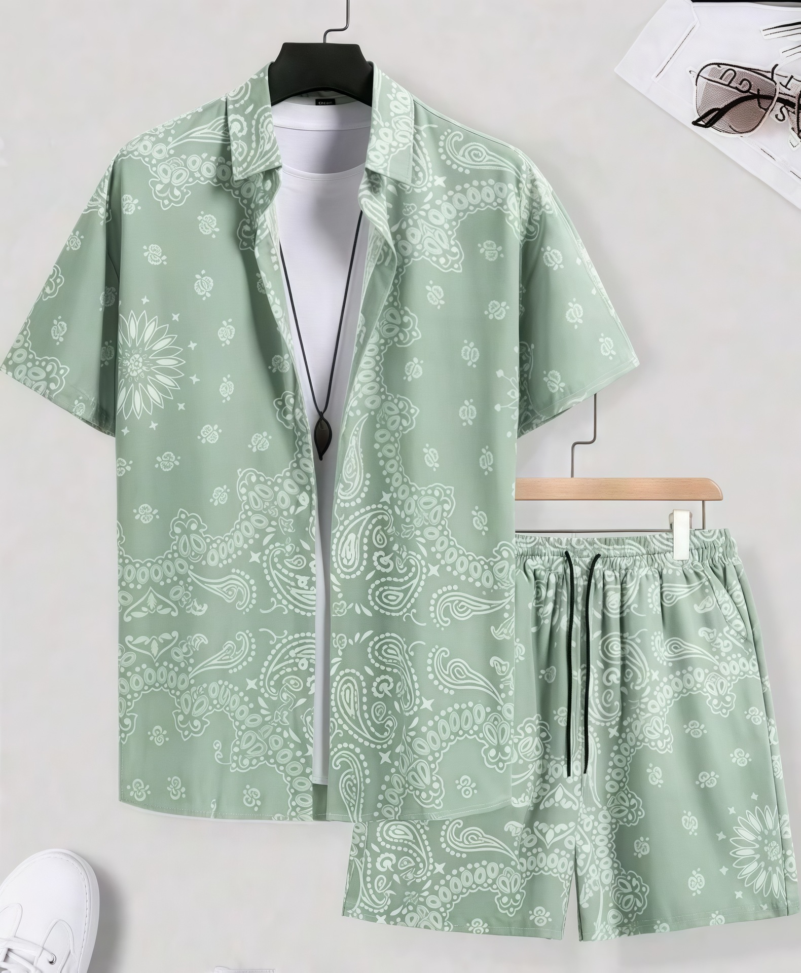 Cross-border Xyin Hot Sale Summer Hawaiian Vacation Shorts Shirt Personalidad Gradiente Impresión 3D