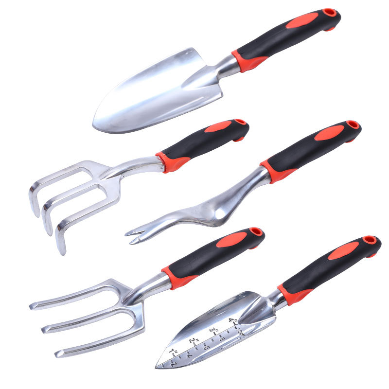Herramientas de jardinería herramientas de jardín juego de jardín pala de aleación de aluminio de magnesio pala de hierro Tenedor de silicona mango de dos colores conjunto de cinco piezas