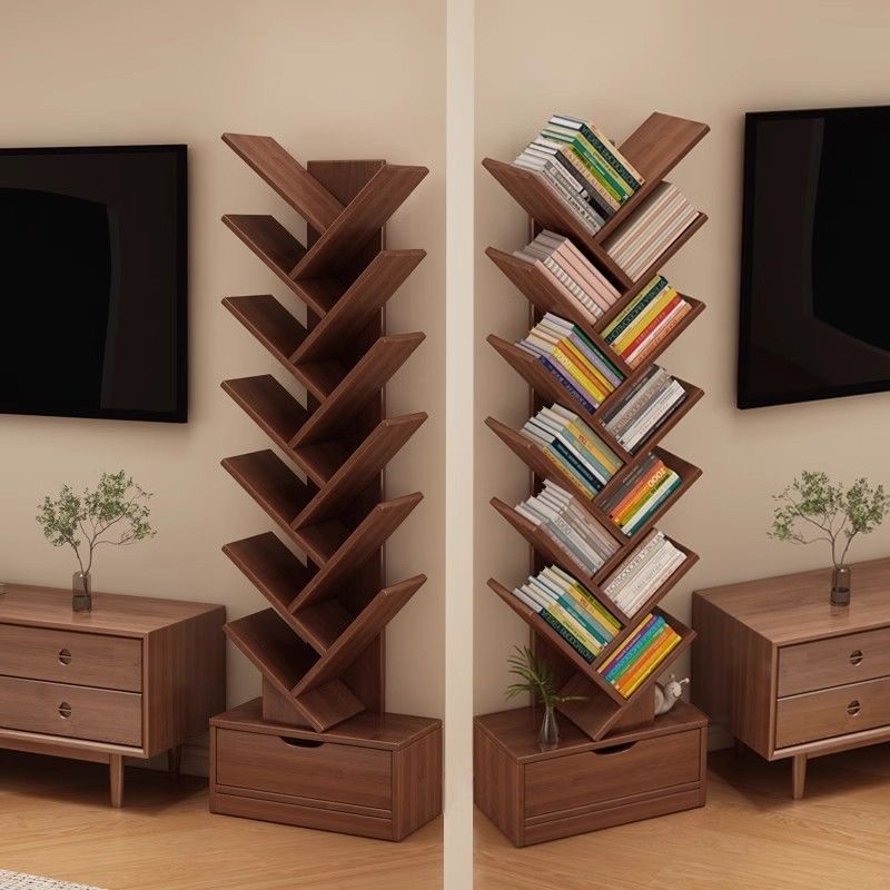 Bedroom Storage Rack Floor-Standing Cabinet Living Room Storage Rack Household Multi-Layer Creative Bookcase Simple Tree-Shaped Bookshelf Others