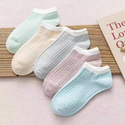 Zhuji Socks Industry Spring and Autumn Macaron Color Solid Color Girls Simple Shallow Mouth Low-cut Invisible Short Socks Women's Boat Socks