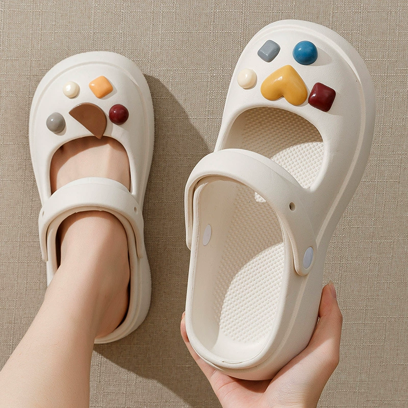 Женская обувь с дырками в Корейском стиле, верхняя одежда на лето 2023 года, Нескользящие сандалии и тапочки из ЭВА, пляжные дышащие тапочки с двумя носками от Интернет-знаменитостей