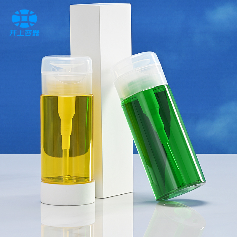 现货PET洗甲卸甲水按压泵瓶透明塑料卸妆水瓶300ml爽肤水压取分装