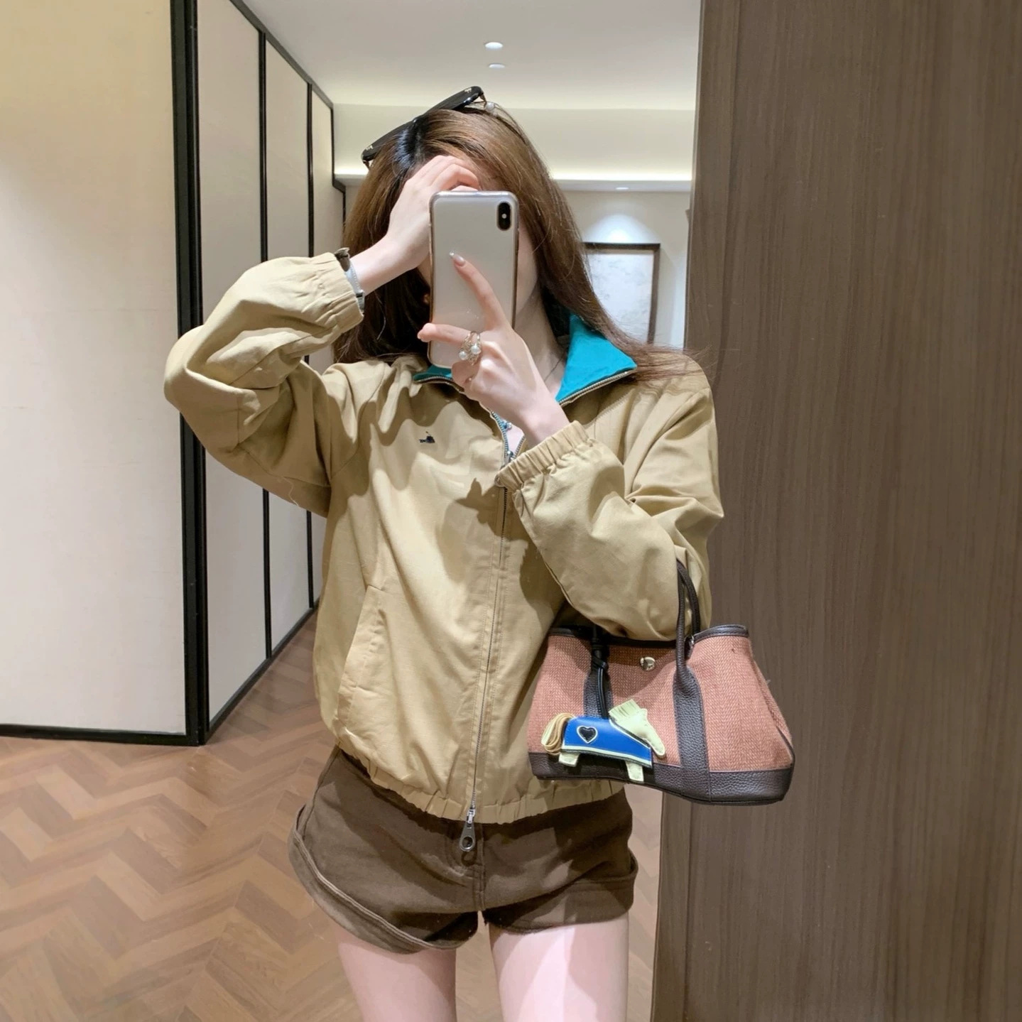 High-quality RL Ruff embroidered pony logo reversible jacket for women, fashionable vintage style top.