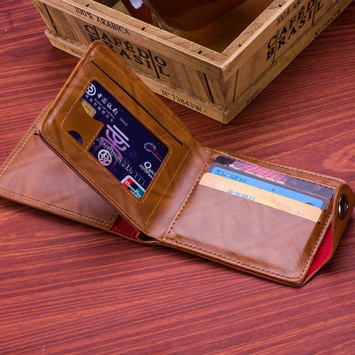 Wallet men's short European and American trendy brand personalized beauty money clip men's two-fold buckle multi-card slot wallet wallet