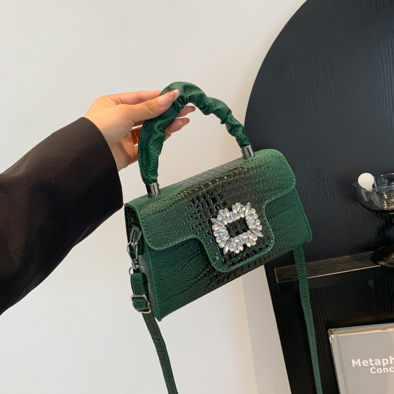 Bolso de alta sensación para mujeres 2024 otoño nuevo bolso de mano con patrón de cocodrilo brillante, bolso de hombro casual, bolso de mochila cuadrado