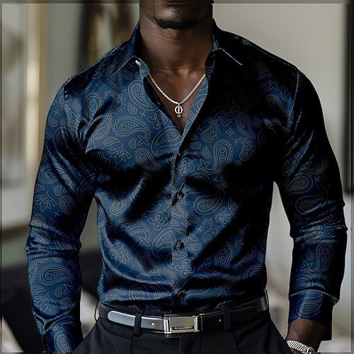 3D Dot Print Shirt Spring and Summer Men's 2024 Loose Long-sleeved Shirt Men's Simple All-match Trendy MB12