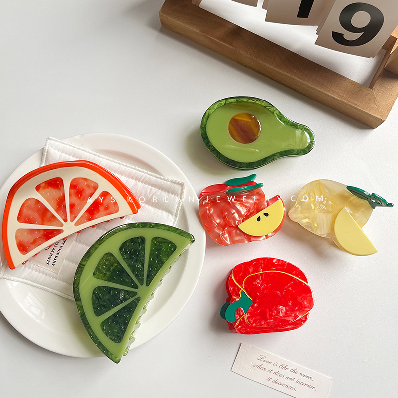 1 Piece Quantity Cute Sweet Women's Splicing Fruit Acetic Acid Hair Clip Hair Claws