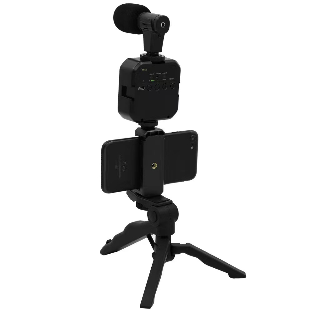 Luz de relleno de bolsillo, batería externa, suministro directo de fábrica, soporte de transmisión en vivo AY 49 negro con micrófono de disparo