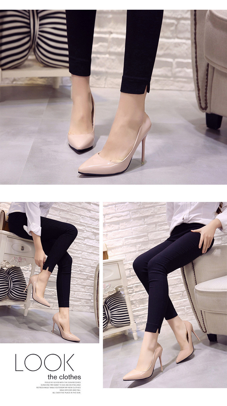 Damen High Heels Aus Lackleder Mit Spitzer Zehenpartie_voghion.com