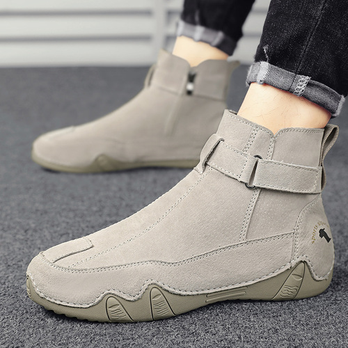 Men's Autumn/Winter Warm Mid-Height Outdoor Casual Slip-on Shoes, Soft Sole, Versatile and Lightweight Martin Boots