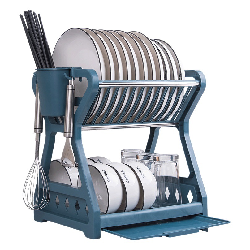 Estante de almacenamiento de cocina tazón y plato estante de almacenamiento mesa de drenaje estante de tazón vajilla palillos armario doméstico multi-capa organizador rack