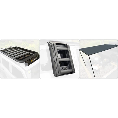 luggage box, off-road modification, Roof rack - sports-modelroof-platform-ladder-side-tent-noise-reducing-spoiler-included-no-need-to-drill-holes