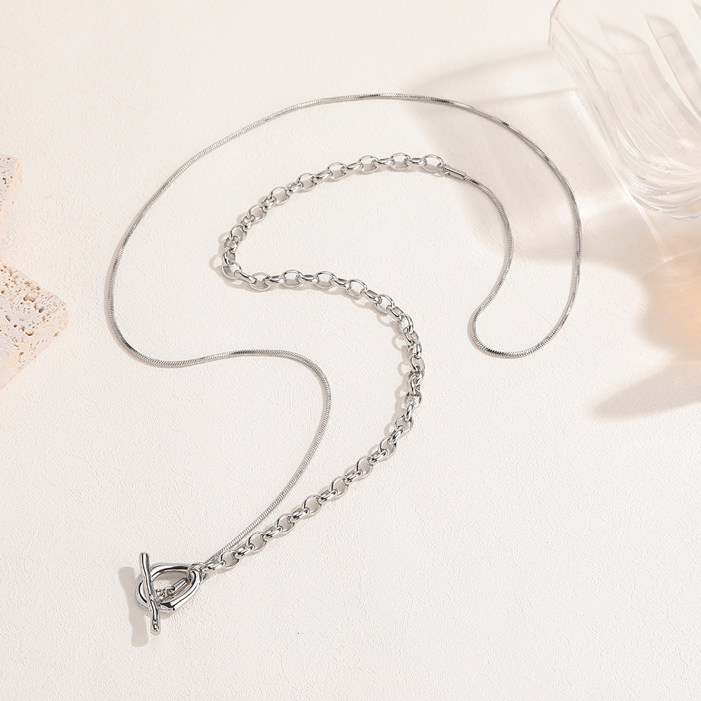 1 Piece Quantity Wholesale Jewelry Classic Style Solid Color Titanium Steel Toggle Plating Long Necklace Snake Chain